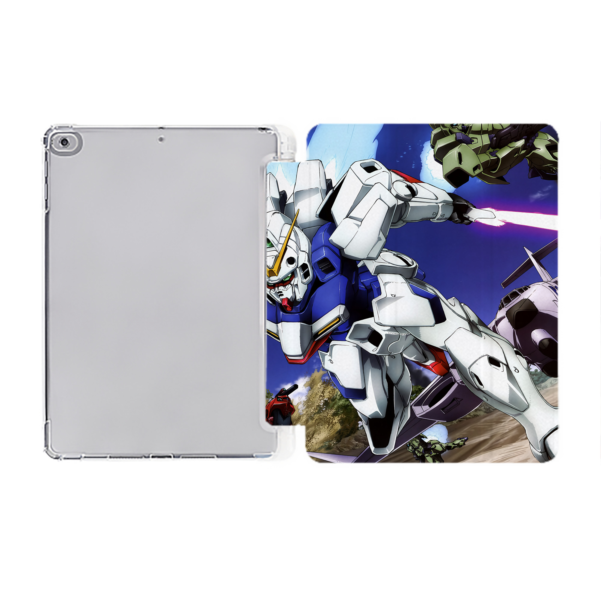（画像用） 機動戦士ガンダム Mobile Suit Gundam IPad ケース ペン収納付き 三つ折りスタンド PUレザー×シリコン 対応機種9.5/10.5/10.9インチ